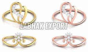 Twisted Band Diamond Gold Ring