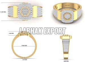 Yellow Men Gold Diamond Ring