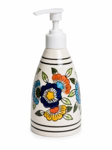Floral Design Ceramic Liquid Soap Dispenser