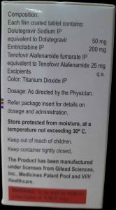 Spegra Dolutegravir Emtricitabine Tenofovir Alafenamide Tablet