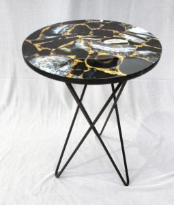 Agate Stone Top Round Accent Table