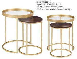 Gold Powder Coated Round Nesting Table Set
