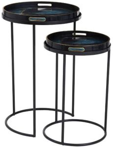 Marble Effect Round Nesting Table Set