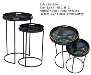 Marble Effect Round Nesting Table Set
