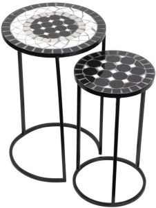 Mosaic Design Round Outdoor Nesting Table