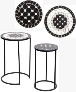 Mosaic Design Round Outdoor Nesting Table