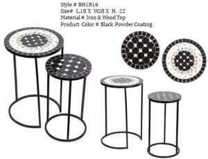 Mosaic Design Round Outdoor Nesting Table