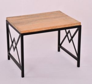 Rectangular Wood Metal Step Table