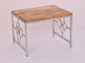 Rectangular Wood Metal Step Table
