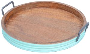 Round Wooden Tray Set