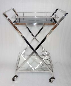 Stainless Steel Cross Legs Bar Cart