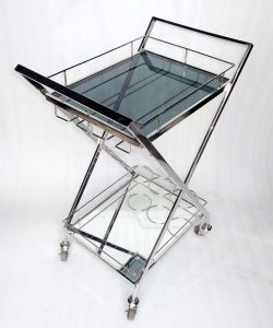 Stainless Steel Cross Legs Bar Cart