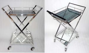Stainless Steel Cross Legs Bar Cart