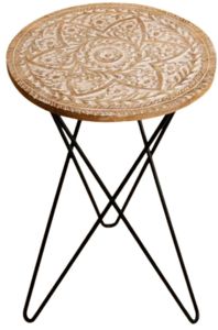 Vintage Handpainted Round Accent Table