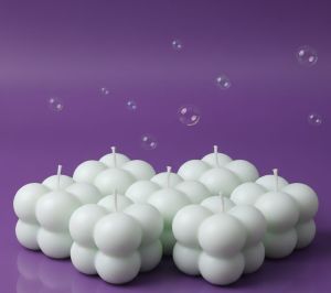 White Bubble Cube Candle Combo