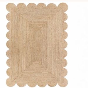 Natural Scalloped Braided Jute Rug