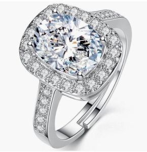 Stylish Silver Plated Solitaire Crystal Ring