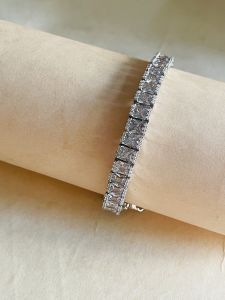 925 Italian Sterling Silver Princess Path Tennis Bracelet