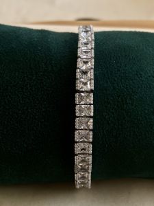 925 Italian Sterling Silver Princess Path Tennis Bracelet