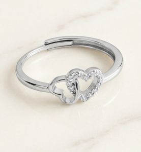 925 Italian Sterling Silver Zirconia Diamond Soulmate Ring