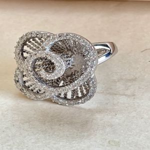 Crystal Bloom Sterling Silver Zirconia Diamond Ring