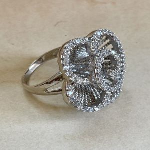 Crystal Bloom Sterling Silver Zirconia Diamond Ring