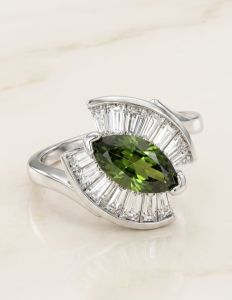 Emerald Empress Marquise Cut Sterling Silver Zirconia Diamond Ring