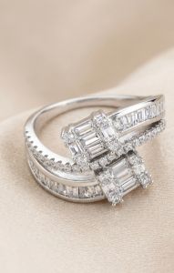 Empire Twin Stone 925 Italian Sterling Silver Zirconia Diamond Ring
