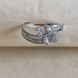 Empire Twin Stone 925 Italian Sterling Silver Zirconia Diamond Ring