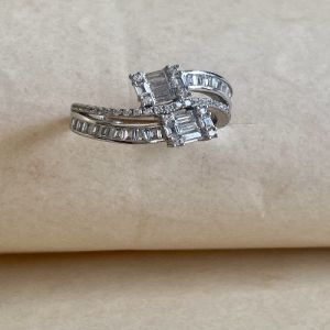 Empire Twin Stone 925 Italian Sterling Silver Zirconia Diamond Ring