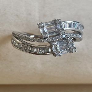Empire Twin Stone 925 Italian Sterling Silver Zirconia Diamond Ring