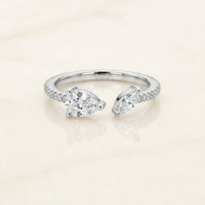 Eternal Duo Toi ET Moi 925 Sterling Silver Zirconia Diamond Ring