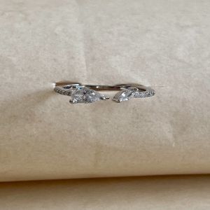Eternal Duo Toi ET Moi 925 Sterling Silver Zirconia Diamond Ring