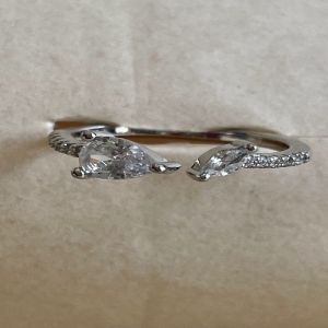 Eternal Duo Toi ET Moi 925 Sterling Silver Zirconia Diamond Ring