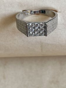 Mens Imperial Grid Sterling Silver Diamond Ring