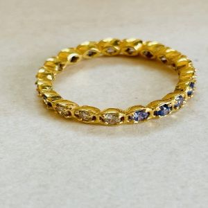 Ladies 1kt Gold Celeste Blue Sapphire Sparkle Diamond Ring