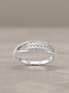 Ladies Crystal Bridge 925 Italian Sterling Silver Zirconia Diamond Ring