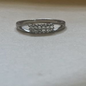 Ladies Crystal Bridge 925 Italian Sterling Silver Zirconia Diamond Ring