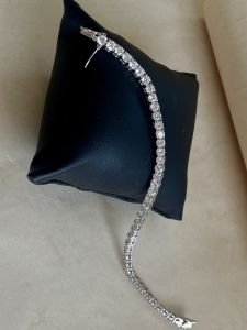 Ladies Crystal Stream Sterling Silver Tennis Bracelet