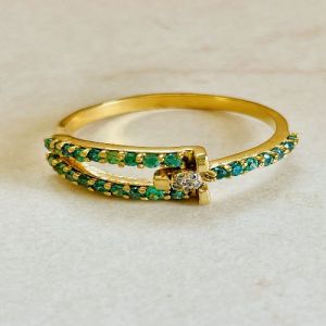 Ladies Emerald Split 1Kt Gold Natural Diamond Ring