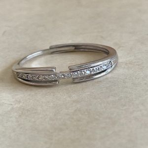 Ladies Linear Luxe Hallmarked Sterling Silver Zirconia Diamond Ring