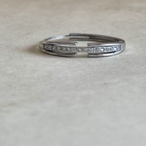 Ladies Linear Luxe Hallmarked Sterling Silver Zirconia Diamond Ring