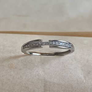 Ladies Linear Luxe Hallmarked Sterling Silver Zirconia Diamond Ring