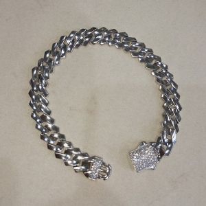 Mens Urban Edge Cuban Sterling Silver Diamond Bracelet
