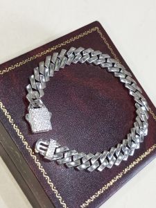 Mens Urban Edge Cuban Sterling Silver Diamond Bracelet