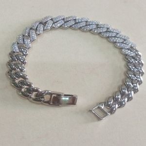 Mens Vatican Iced Cuban Sterling Silver Diamond Bracelet