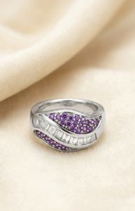 Midnight Orchid Sterling Silver Zirconia Diamond Ring