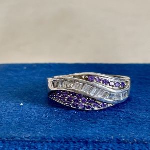 Midnight Orchid Sterling Silver Zirconia Diamond Ring