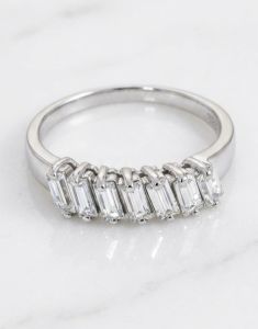 Prism Row Sterling Silver Zirconia Diamond Ring