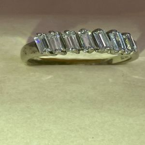 Prism Row Sterling Silver Zirconia Diamond Ring